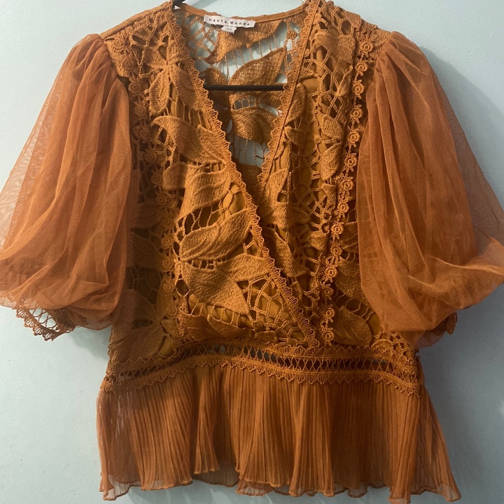 Fun ruffled mustard top perfect for a night or day out